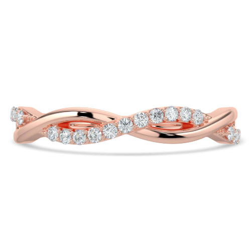1/8 CTW Round Lab Created Diamond  Twisted Semi-Eternity Anniversary Wedding Band Ring in 14K Rose Gold (MD250082)
