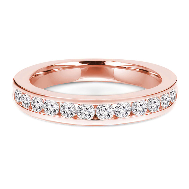 Round Diamond Channel Set Semi-Eternity Wedding Band Ring in Rose Gold (MVSXB0081-R)