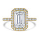 Emerald Lab Created Diamond Cathedral Open Bridge Emerald Halo Engagement Ring in Yellow Gold (MVSLG1319-Y)