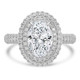 Oval Lab Created Diamond 4-Prong Cathedral 3-Row Pave Double Halo Engagement Ring in White Gold (MVSLG1538-W)