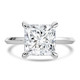 Princess Lab Created Diamond Tapered Edge Hidden Halo Solitaire with Accents Engagement Ring in White Gold (MVSLG1335-W)