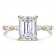 Emerald Lab Created Diamond Shared Prong Solitaire with Accents Engagement Ring in Yellow Gold with Marquise Accents (MVSLG1504-Y)