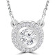 1/2 CTW Round Diamond Halo Pendant Necklace in 14K White Gold (MD170148)