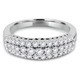 1/2 CTW Round Diamond Three-Row Semi-Eternity Wedding Band Ring in 14K White Gold (MDR130001)