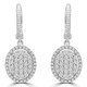 3/5 CTW Round Diamond Oval Halo Cluster Drop/Dangle Earrings in 14K White Gold (MDR180006)