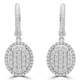 3/5 CTW Round Diamond Oval Halo Cluster Drop/Dangle Earrings in 14K White Gold (MDR180006)