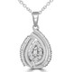 2/5 CTW Round Diamond Pear Halo Pendant Necklace in 14K White Gold (MDR210043)