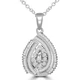2/5 CTW Round Diamond Pear Halo Pendant Necklace in 14K White Gold (MDR210043)