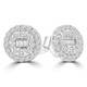 1/2 CTW Baguette Diamond Cluster Double Halo Stud Earrings in 14K White Gold (MDR210090)