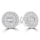 1/2 CTW Baguette Diamond Cluster Double Halo Stud Earrings in 14K White Gold (MDR210090)
