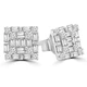2/5 CTW Baguette Diamond Cluster Stud Earrings in 14K White Gold (MDR210091)