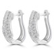 3/8 CTW Round Diamond Three-row  Huggie Earrings in 14K White Gold (MDR210111)