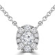 1/4 CTW Round Diamond Oval Halo Necklace in 18K White Gold (MDR220014)