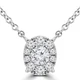 1/4 CTW Round Diamond Oval Halo Necklace in 18K White Gold (MDR220014)