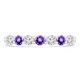 1/2 CTW Round Purple Amethyst & Round Diamond 7-Stone Alternating Semi-Eternity Anniversary Wedding Band Ring in 14K White Gold (MDR220049)