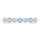1/2 CTW Round Blue Topaz & Round Diamond 7-Stone Alternating Semi-Eternity Anniversary Wedding Band Ring in 14K White Gold (MDR220053)