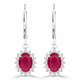 2 5/8 CTW Oval Red Ruby & Round Diamond Oval Halo Drop/Dangle Earrings in 14K White Gold (MDR220056)