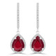 2 3/4 CTW Pear Red Ruby & Round Diamond Pear Halo Drop/Dangle Earrings in 14K White Gold (MDR220066)