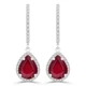 2 3/4 CTW Pear Red Ruby & Round Diamond Pear Halo Drop/Dangle Earrings in 14K White Gold (MDR220066)