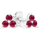 1/4 CTW Round Red Ruby Three-stone Stud Earrings in 14K White Gold (MDR220106)
