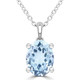 1 1/2 CT Oval Blue Topaz Solitaire Pendant Necklace in 14K White Gold (MDR220143)