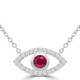 2/5 CTW Round Red Ruby & Round Diamond Evil Eye Marquise Halo Necklace in 14K White Gold (MDR220166)