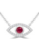 2/5 CTW Round Red Ruby & Round Diamond Evil Eye Marquise Halo Necklace in 14K White Gold (MDR220166)