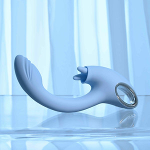 Sapphire Sky Dual Vibrator with Double-Tongued Clitoral Stimulator by Playboy Pleasure PB-RS-4509-2 Sapphire Sky Dual Vibrator with Double-Tongued Clitoral Stimulator by Playboy Pleasure PB-RS-4509-2