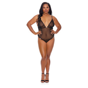 Crotchless Mesh Teddy Black Plus Size Crotchless Mesh Teddy Black Plus Size