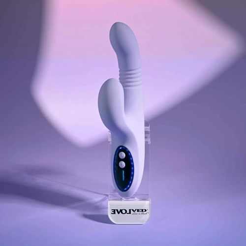 Pep Talk Silicone Rechargeable Thrusting, Vibrating, Tapping Dual Stimulator by Evolved Novelties EN-RS-7241-2