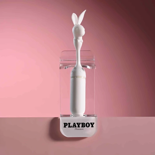 Lucky Charm Silicone Rechargeable Dual-Ended Rabbit Head Vibrator from Playboy Pleasure by Evolved Novelties PB-RS-6688-2