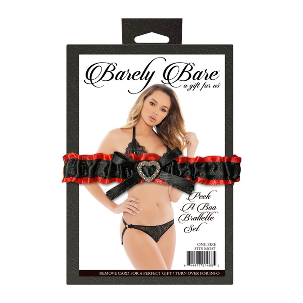 Evolved Novelties Peek A Boo Bralette Set - Peek-a-boo bra & panty set