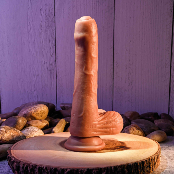 Peek A Boo Vibrating Dildo Dark Uncircumcised life-like vibrating dildo by Evolved Novelties