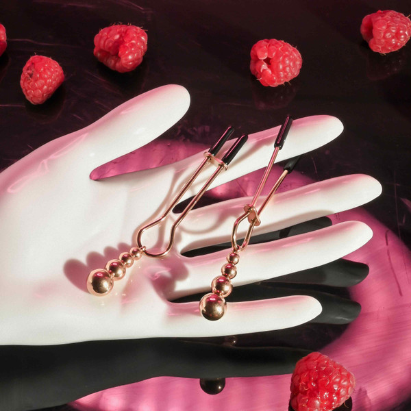 Beaded Nipple Clamps - Rose Gold from SELOPA by Evolved Novelties