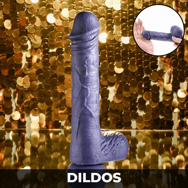 Dildos — purple realistic dildo held in a hand