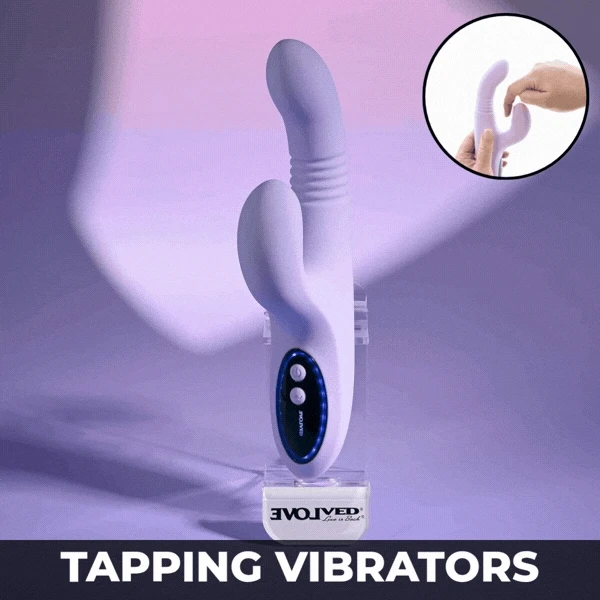 Tapping Vibrators — lavender tapping vibrator held in a hand
