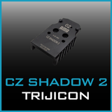 Trijicon/Holosun Adapter Plate for CZ Shadow 2, top-down view with title text.