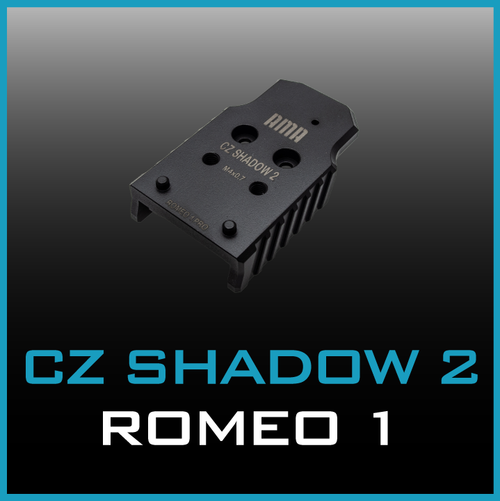 Romeo 1 Adapter plate for CZ Shadow 2, showing one side with title text.