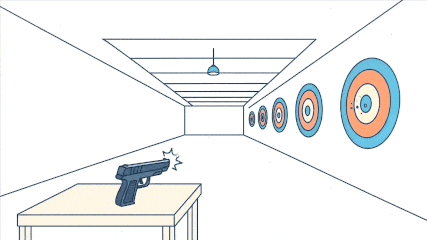 Cartoon bullet misses target