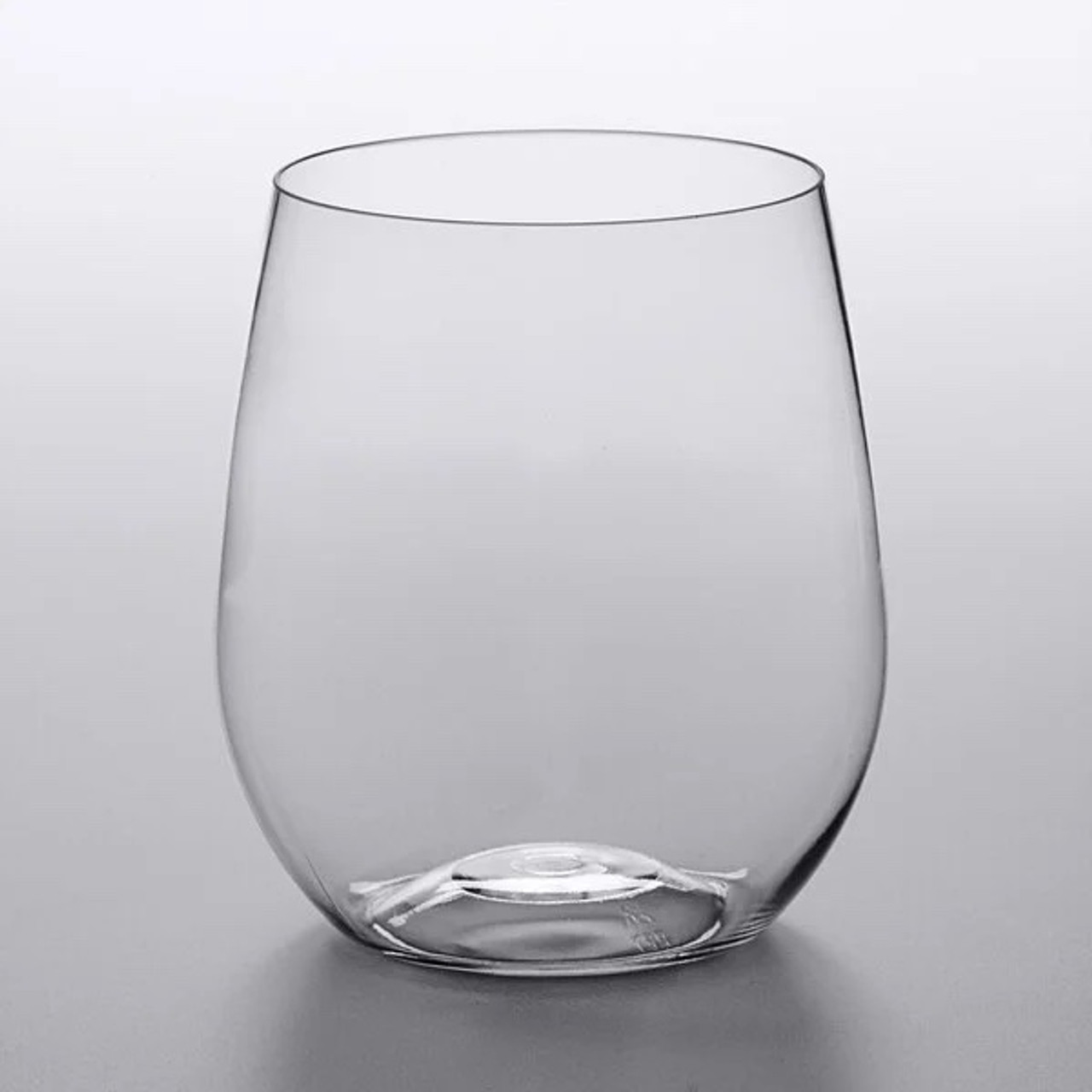 Visions 16 oz. Heavy Weight Clear Plastic Stemless Wine Glass with Gold Rim  - 64/Case