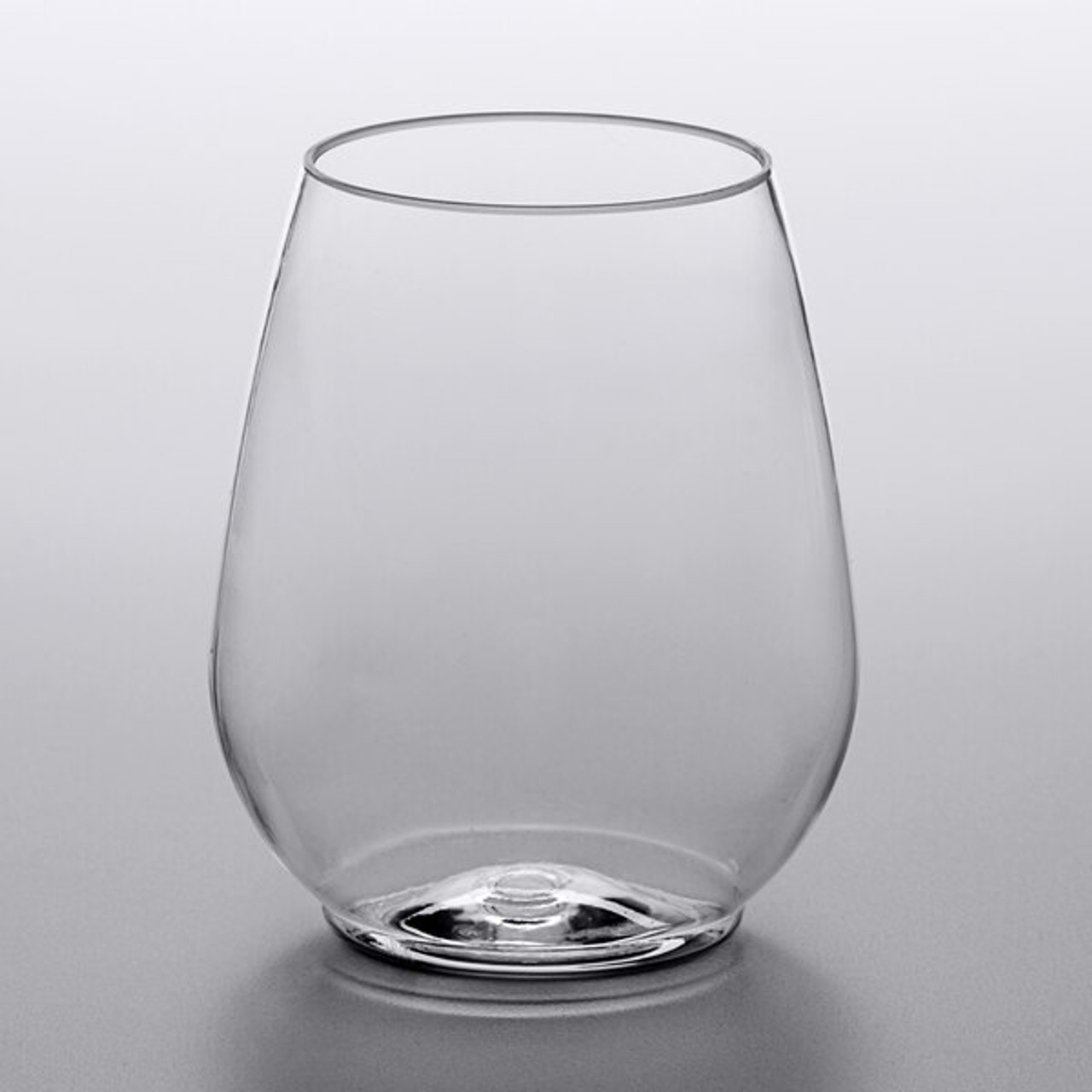 Visions 12 oz. Heavy Weight Clear Plastic Stemless Wine Glass - 16/Pack