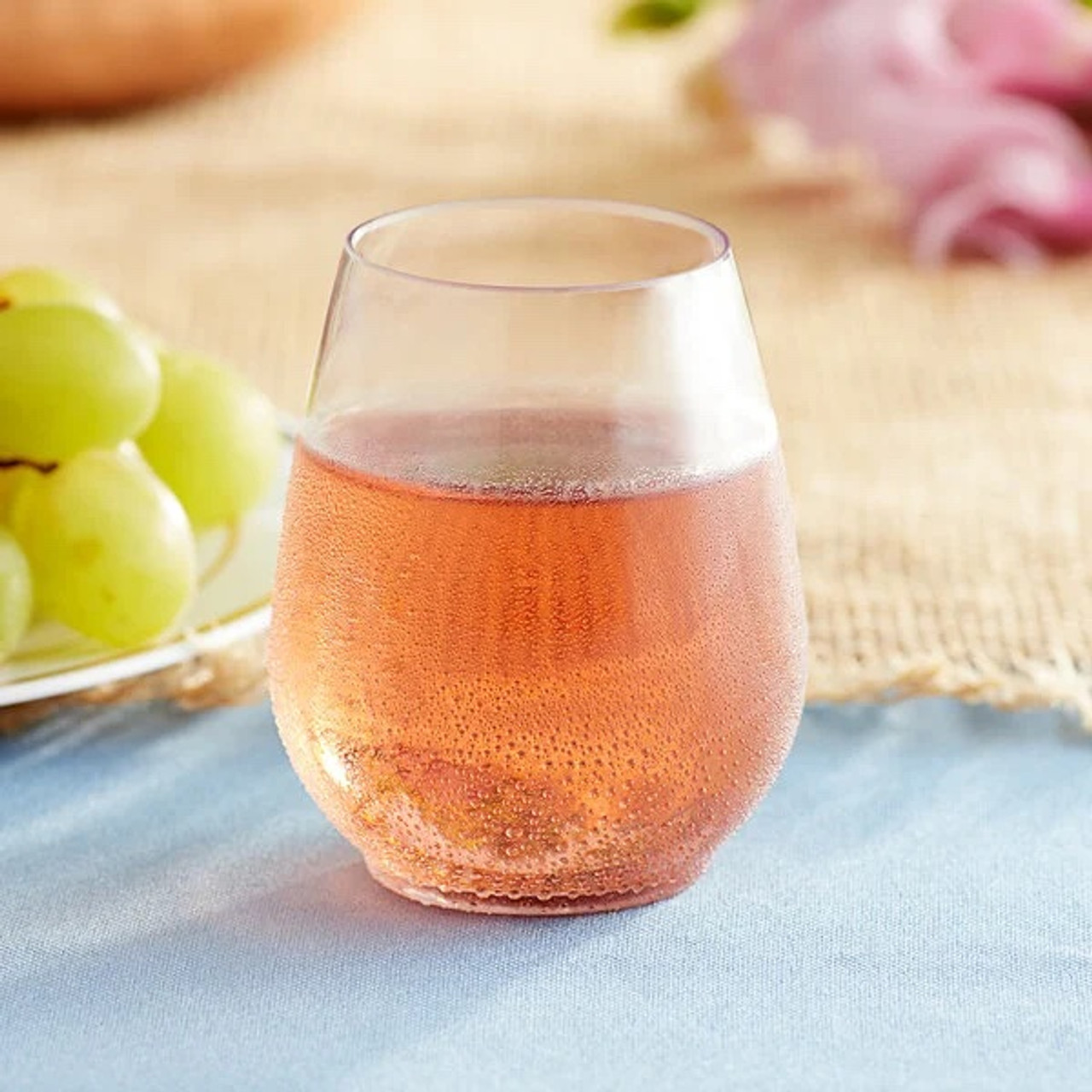 Visions 20 oz. Heavy Weight Clear Plastic Stemless Wine Glass - 16/Pack