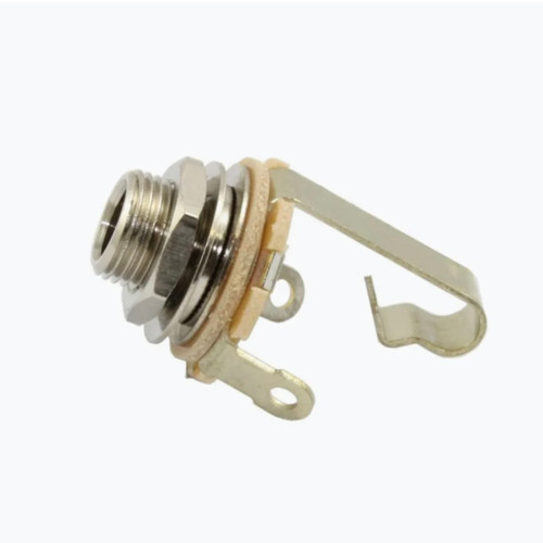 <p>From Allparts:</p><p><br></p><p>Switchcraft 1/4” Input Jack</p><p><br>This Switchcraft #11 1/4" mono input jack is the industry standard.&nbsp; It's built to last and is suitable for most guitars.&nbsp;<br></p><p>Specifications:</p><ul><li>1-1/4"L x 3/4" at &nbsp;95 grams</li><li>Required mounting hole diameter: 3/8” (9.53mm)</li><li>Thread: 3/8 x 32</li><li>Includes mounting nut and washer.</li></ul>