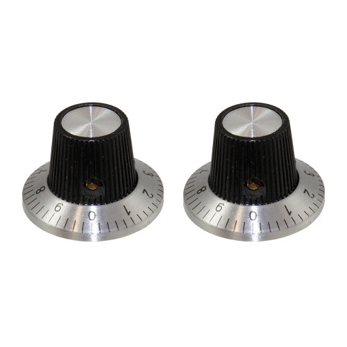 Allparts PK-3257-023 Radio Knobs, 1-3/32" (2 pcs) - Black & Silver