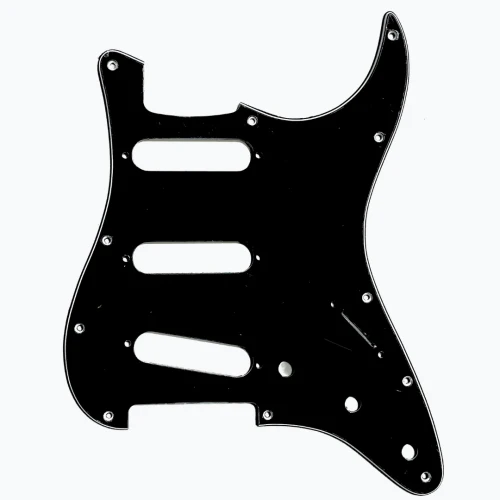 Allparts PG-0552-033 11-hole Pickguard for Stratocaster - Black 3-Ply (B/W/B) .090