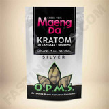 O.P.M.S Kratom Silver Green Vein Maeng Da Capsules Bag