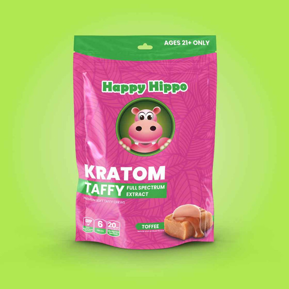 Happy Hippo Toffee Flavor Kratom Extract Taffy Chews