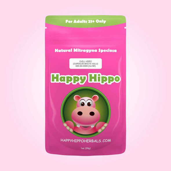 Happy Hippo Superior White Hulu Kratom Capsules (Chill Hippo)