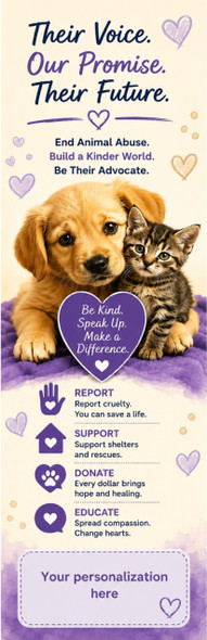 Stop Animal Abuse personalized advocacy fundraising bookmark with puppy and kitten artwork