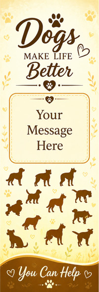 Dogs Theme, Yellow, 2.75 x 8.5 Personalized Premium 16pt Custom Bookmarks